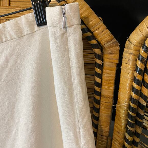 Vintage Tweeds White Linen Blend Eyelet Embroidered Midi Skirt Size 14 boho - Picture 3 of 6